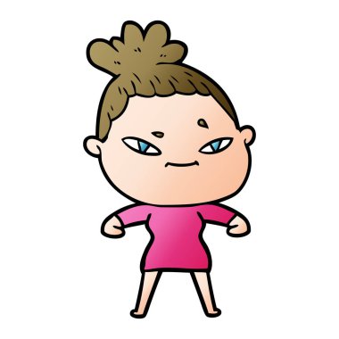 Çizgi filmdeki kadının vektör çizimi