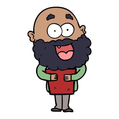 çizgi film çılgın mutlu adam sakallı ve kitap ile