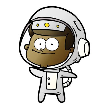 mutlu astronot karikatür vektör çizim