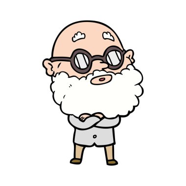 çizgi film meraklı adam sakal ve gözlük