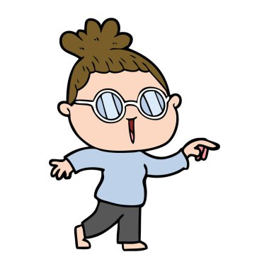 Çizgi filmdeki gözlüklü kadın.