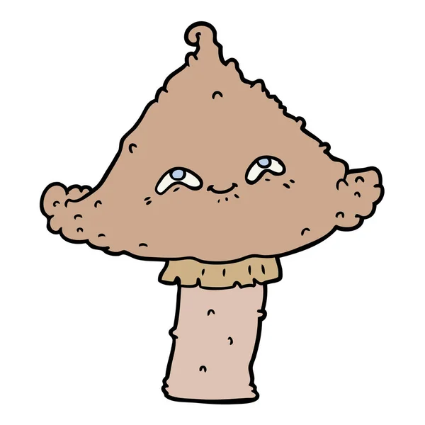 Cogumelo Desenho Animado Com Cara — Vetor de Stock