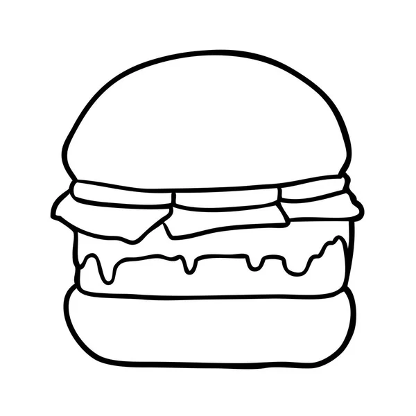 Line Drawing Stacked Burger — Stock Vector