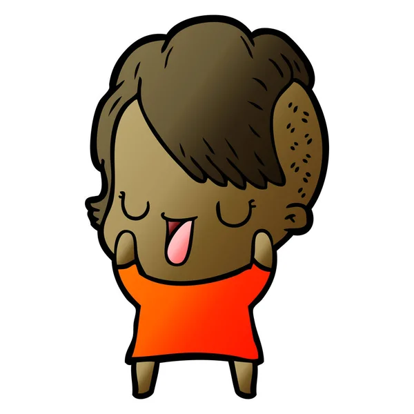 Mignonne Fille Dessin Animé Avec Coupe Cheveux Hipster — Image vectorielle
