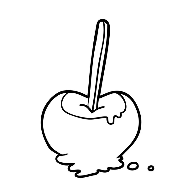Desenho Linha Uma Maçã Caramelo — Vetor de Stock