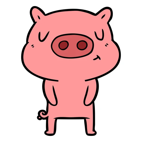 Vector Illustration Cartoon Content Pig — Stock Vector