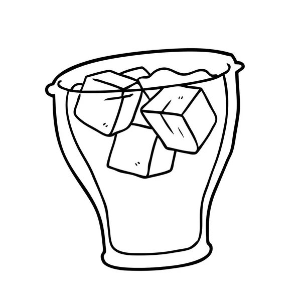 一杯可乐与冰的线条画 — 图库矢量图片