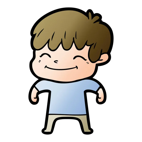 Εικονογράφηση Διάνυσμα Ευτυχισμένη Γελοιογραφία Αγόρι — Διανυσματικό Αρχείο