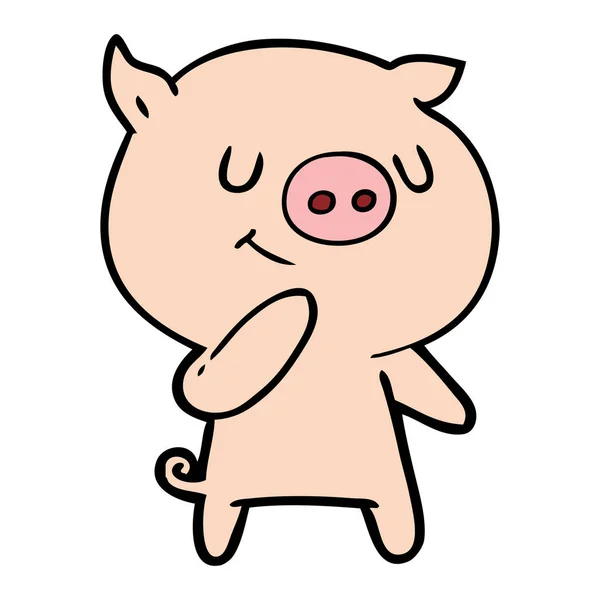 Vector Illustration Happy Cartoon Pig — Stock Vector