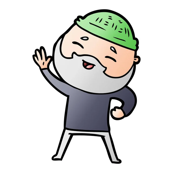 Cartoon Happy Bearded Man — Stock Vector