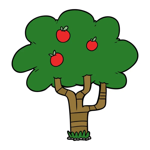 Vectorillustratie Van Cartoon Appelboom — Stockvector