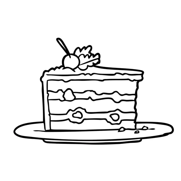 Dessin Trait Dessert Savoureux Gâteau — Image vectorielle