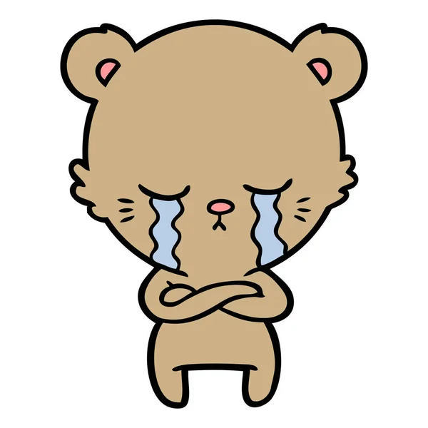 Urso Caricatura Chorando Com Braços Dobrados — Vetor de Stock