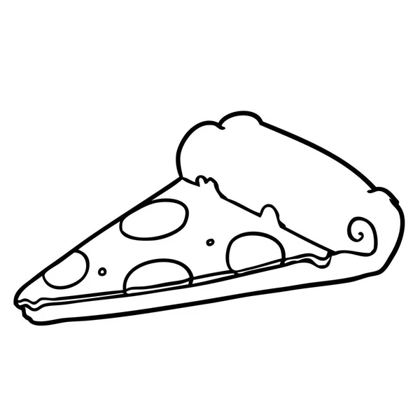 Desenho Linha Uma Parte Pizza — Vetor de Stock