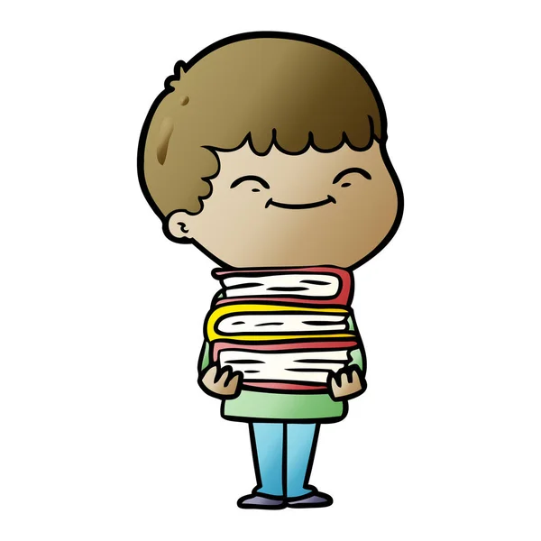 Γελοιογραφία Ευτυχισμένο Αγόρι Βιβλία — Διανυσματικό Αρχείο