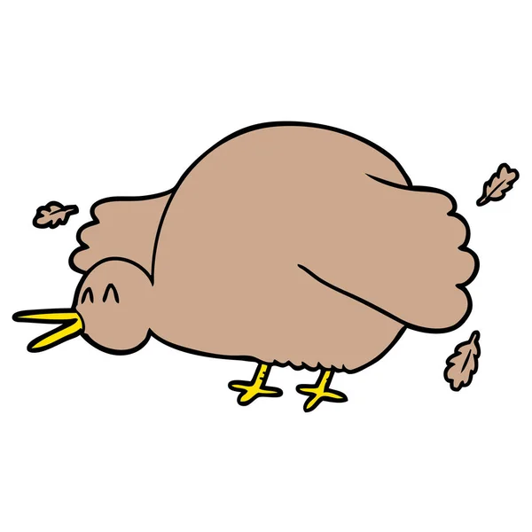 Karikatur Kiwi Vogel Flügelschlag — Stockvektor