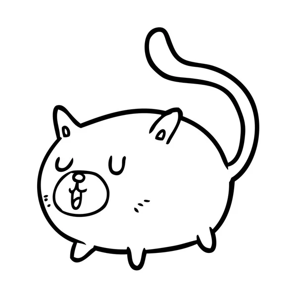 Line Drawing Happy Cat — Stock Vector