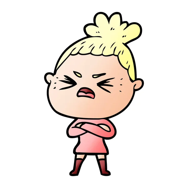 Vector Illustration Cartoon Angry Woman — Stock Vector
