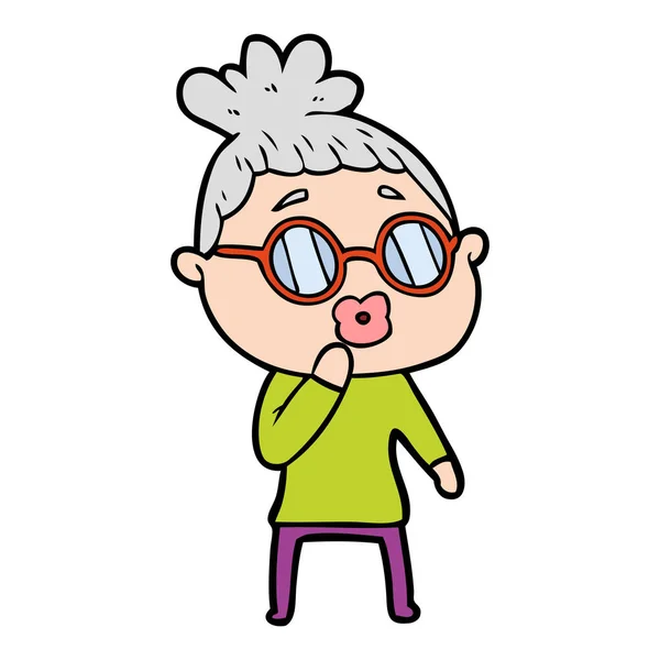 Cartoon Woman Wearing Spectacles — Stock Vector