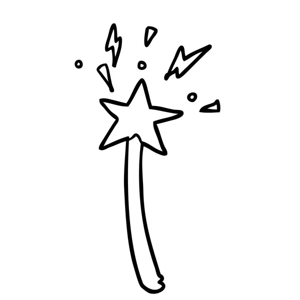 Line Drawing Magic Star Wand — Stock Vector