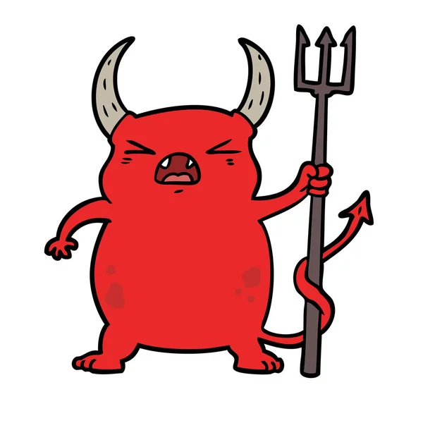 Dibujos Animados Enojado Pequeño Diablo — Vector de stock