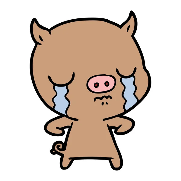 Illustration Vectorielle Cochon Dessin Animé Pleurer — Image vectorielle