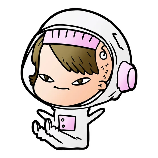 Vector Ilustración Dibujos Animados Astronauta Mujer — Vector de stock