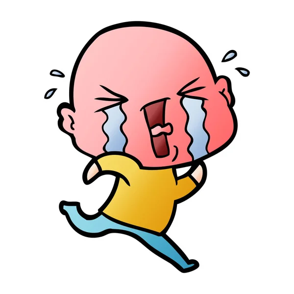 Cartoon Crying Bald Man — Stock Vector