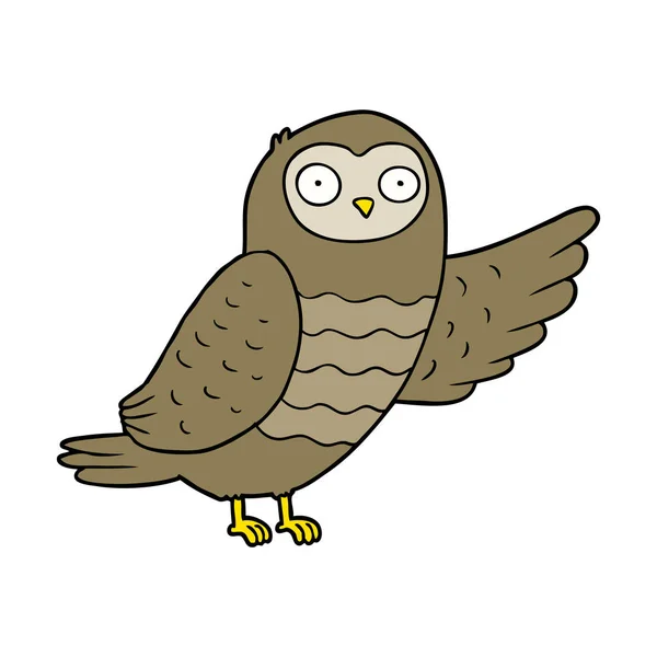 Vektorillustration Cartoon Owl Pekar — Stock vektor