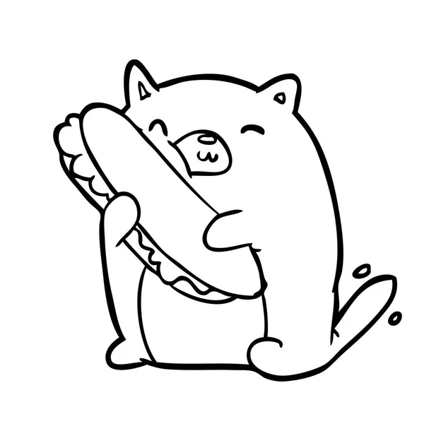 Γραμμικό Σχέδιο Μιας Γάτας Που Αγαπούν Καταπληκτικό Σάντουιτς Αυτός Γίνεται — Διανυσματικό Αρχείο