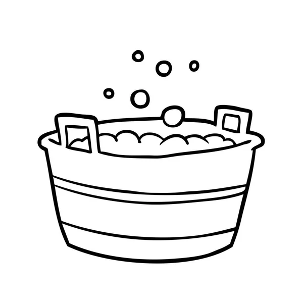 Linha Desenho Velho Banho Lata Cheio Água —  Vetores de Stock