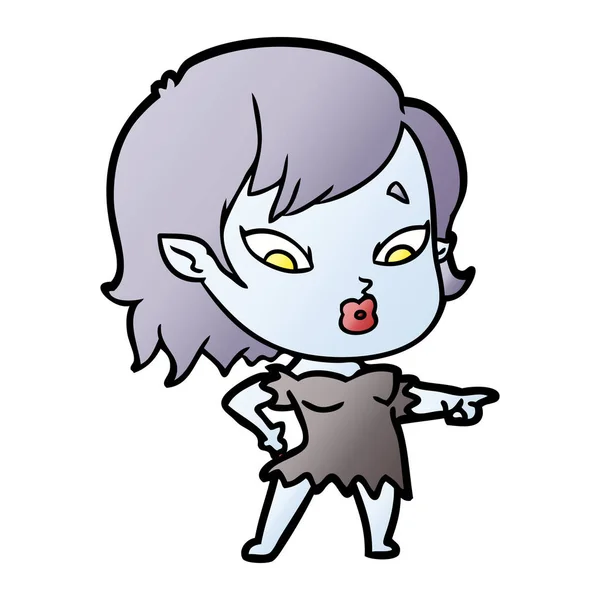 Linda Chica Vampiro Dibujos Animados — Vector de stock