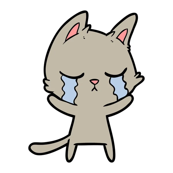 Ilustração Vetorial Choro Desenho Animado Gato —  Vetores de Stock