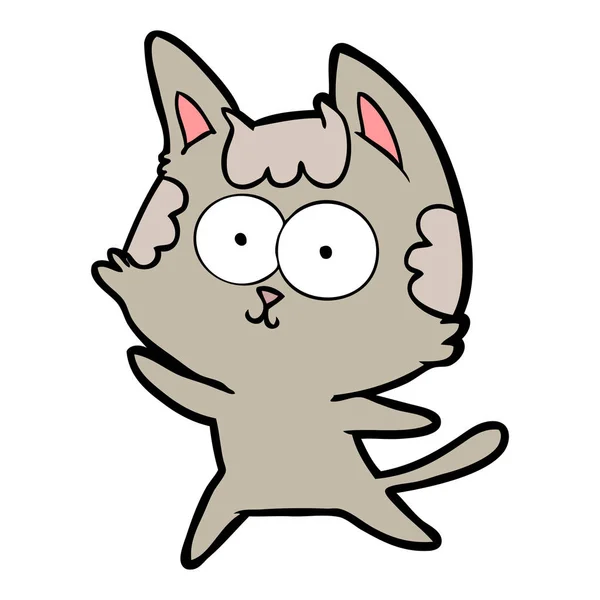 Vector Illustration Happy Cartoon Cat — Stock Vector