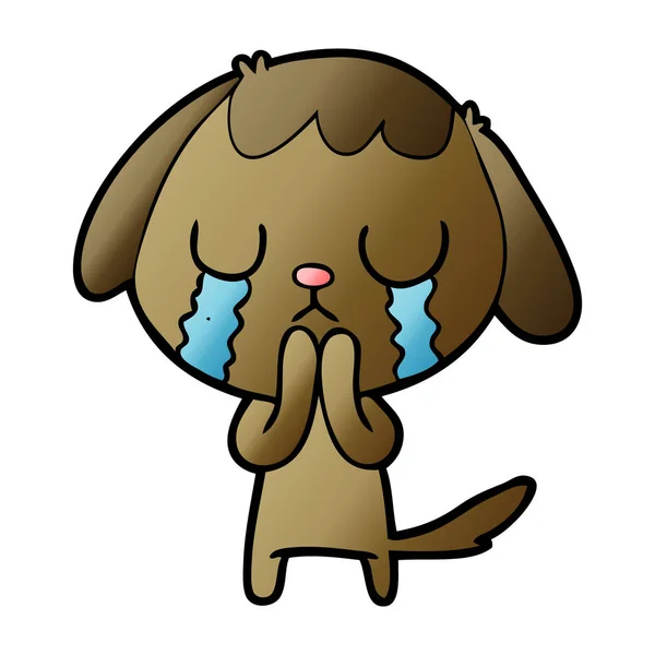 Lindo Perro Dibujos Animados Llorando — Vector de stock