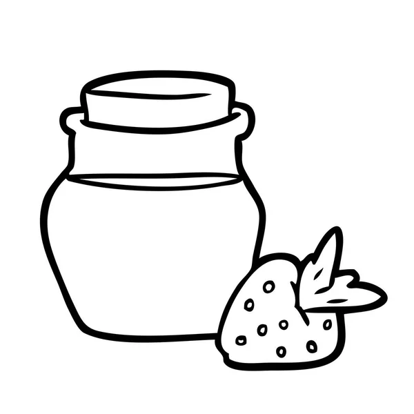 Lijntekening Van Een Pot Aardbeienjam — Stockvector