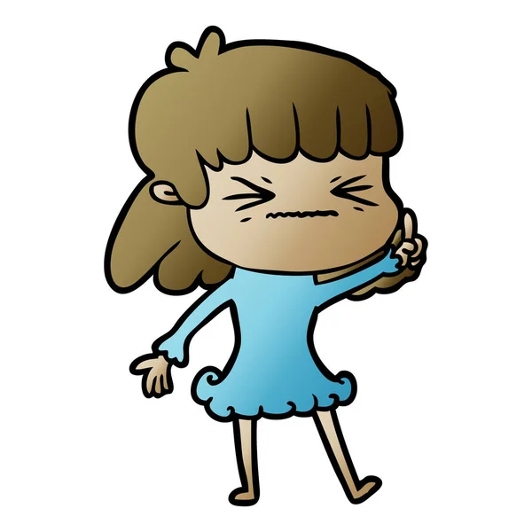 卡通愤怒女孩的矢量插图 — 图库矢量图片