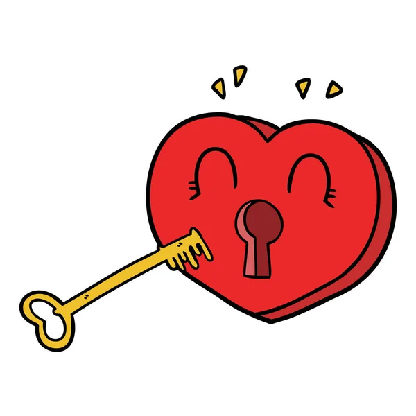 Cartoon Heart Key — Stock Vector