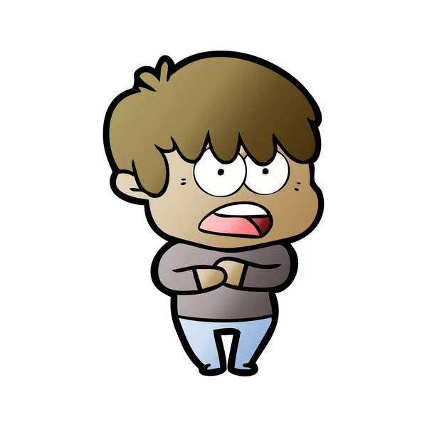 Vectorillustratie Van Bezorgd Cartoon Jongen — Stockvector