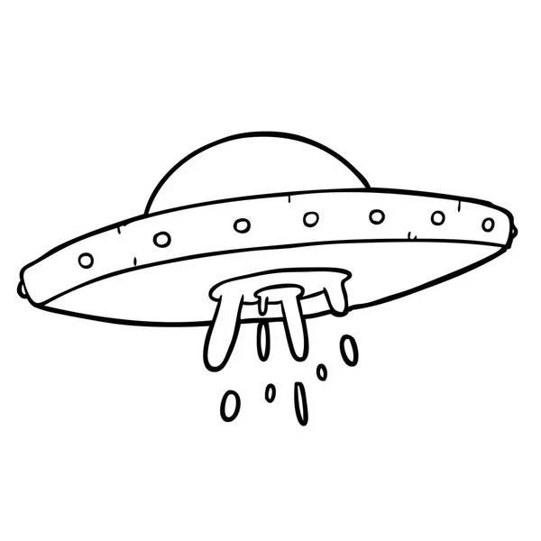 Linje Ritning Ett Flygande Ufo — Stock vektor