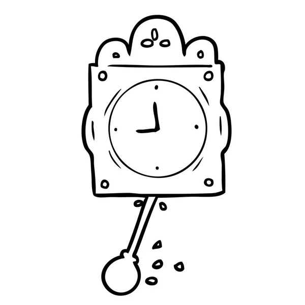 Dibujo Línea Reloj Con Péndulo — Vector de stock