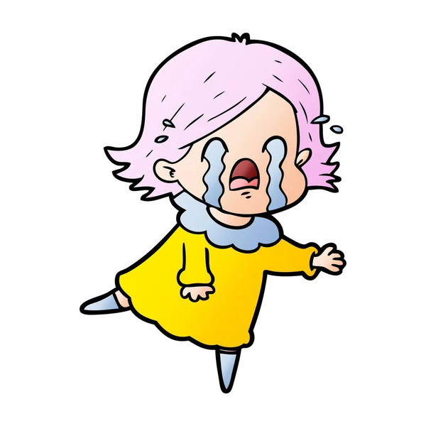 Vector Illustration Cartoon Woman Crying — Stock Vector