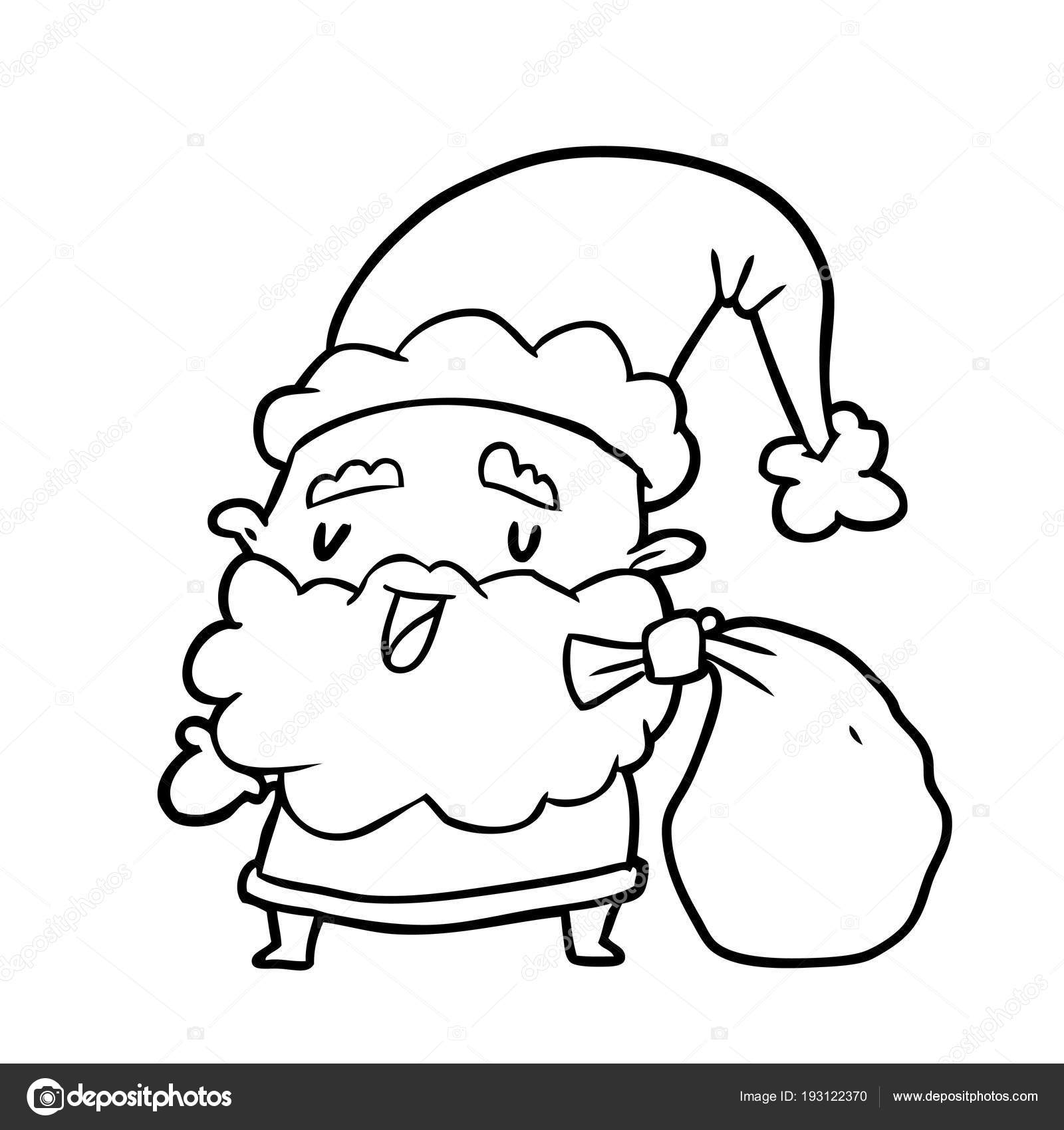 Line Drawing Santa Claus Carrying Sack Presents Stock Vector Line Drawing Santa Claus Carrying Sack Presents Stock Vector