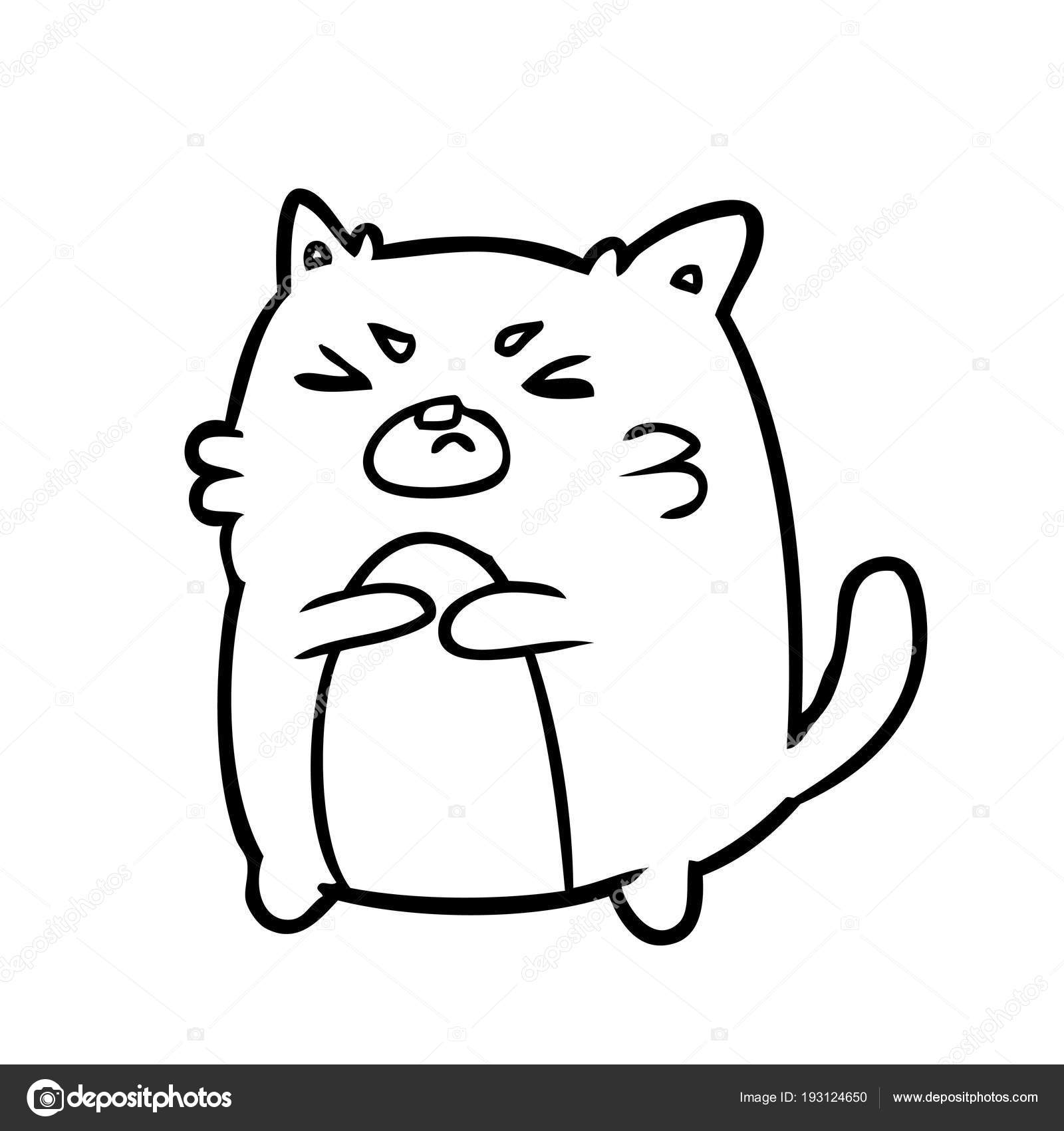 Angry cat line drawing art | Art Print