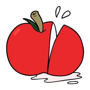 vektör çizim karikatür dilimlenmiş elma