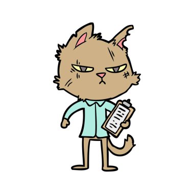 Pano ile zor karikatür kedi