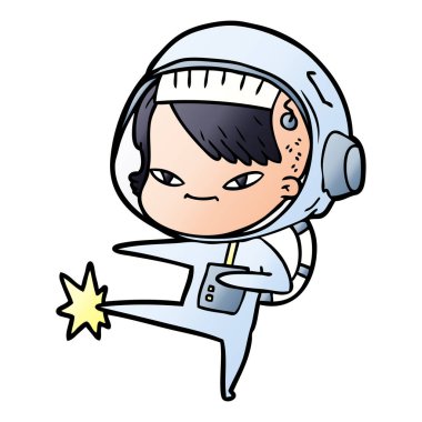 vektör çizim karikatür astronot kadın