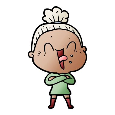 karikatür mutlu yaşlı kadın