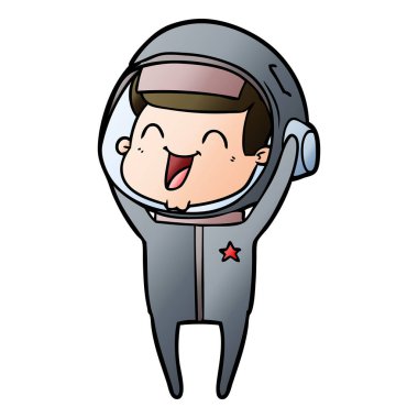 mutlu karikatür astronot vektör çizim