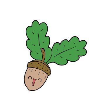 vektör çizim karikatür meşe palamudu